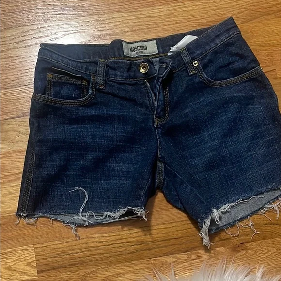 Moschino Dark Blue Denim Shorts with Heart Detail on pocket - Picture 6 of 8